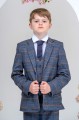 Boys Blue Tartan Check Soft Tweed Jacket Suit - Cameron