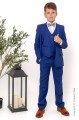 Boys Electric Blue Suit with Sage Green Check Dickie Bow - Barclay