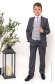 Boys Grey Suit with Light Grey Tartan Check Waistcoat - Elliot