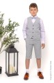 Boys Light Grey Check Shorts Suit - Jake