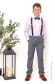 Boys Light Grey Trouser Suit with Burgundy Braces - Guy