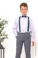 Boys Light Grey Trouser Suit with Dark Green Braces - Guy