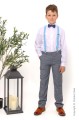 Boys Light Grey Trouser Suit with Light Blue Braces - Guy