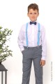 Boys Light Grey Trouser Suit with Light Blue Braces - Guy