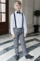 Boys Light Grey Trouser Suit with Navy Braces - Guy
