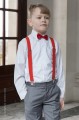 Boys Light Grey Trouser Suit with Red Braces - Guy