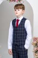 Boys Navy Check Soft Tweed Jacket Suit - Mason