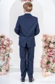 Boys Navy Suit with Grey Tartan Check Waistcoat - Brody