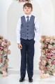 Boys Navy Suit with Navy Check Tweed Waistcoat - Tom