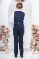 Boys Navy Suit with Navy Check Tweed Waistcoat - Tom