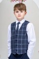 Boys Navy Suit with Navy Tartan Check Waistcoat - Blake