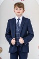 Boys Navy Suit with Navy Tartan Check Waistcoat - Blake