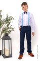 Boys Navy Trouser Suit with Light Blue Braces - Gregory