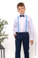 Boys Navy Trouser Suit with Light Blue Braces - Gregory