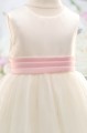 Girls Ivory with Baby Pink Diamante Flower Girl Dress - Grace