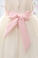 Girls Ivory with Baby Pink Diamante Flower Girl Dress - Grace