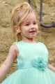 Girls Mint Petal Sash Flower Girl Dress - Mila