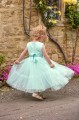 Girls Mint Petal Sash Flower Girl Dress - Mila