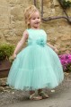 Girls Mint Petal Sash Flower Girl Dress - Mila