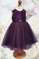 Girls Plum Sequin Flower Girl Dress - Hazel