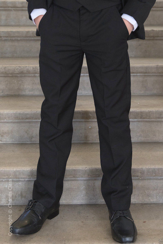 Black Cotton Boys School Uniform Pant