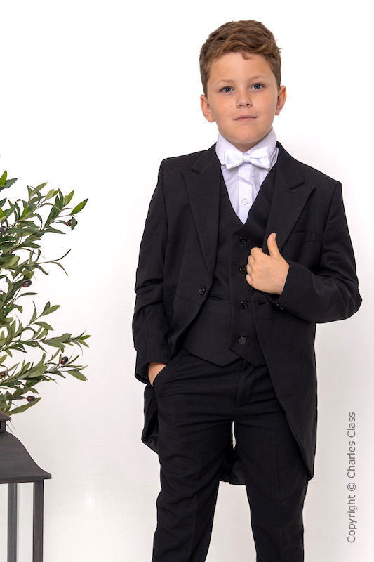 Boys Black Tail Coat Suit with White Dickie Bow - Ralph