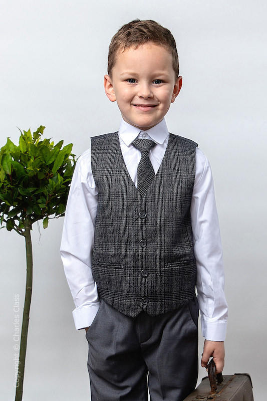 childrens grey tweed waistcoat