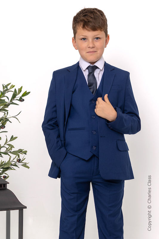 Boys Royal Blue Suit with Navy Tie - George