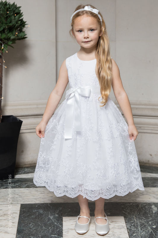 Kids Girls Lace Dress Embroidered Long Sleeve Bow Ruffle Wedding Party  Princess | eBay