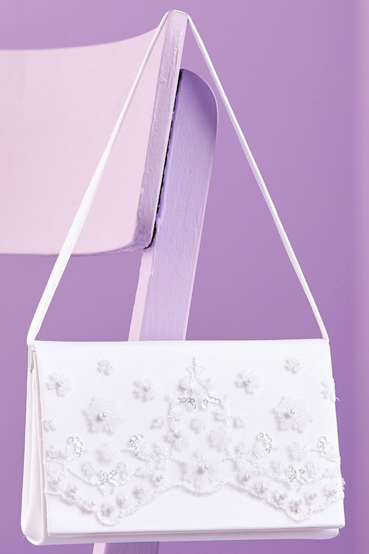 Peridot Girls White Lace Satin Bag - Style Maisie