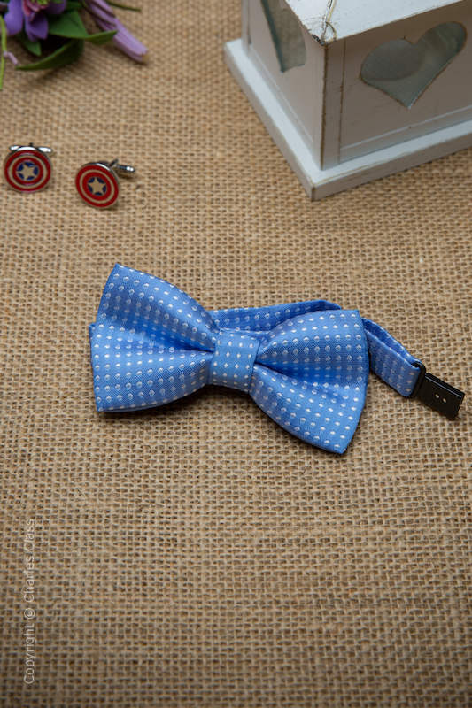 Boys Blue Polka Dot Adjustable Satin Dickie Bow