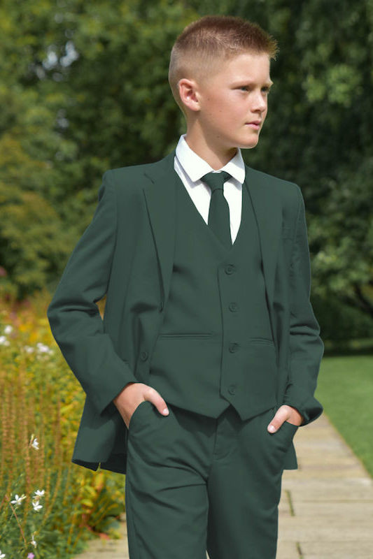 Boys Dark Green Jacket Suit - Darwin