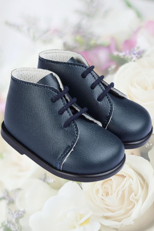 Boys Navy Matt Lace Up Boots by Baypods Boys Toddler Wedding Shoes