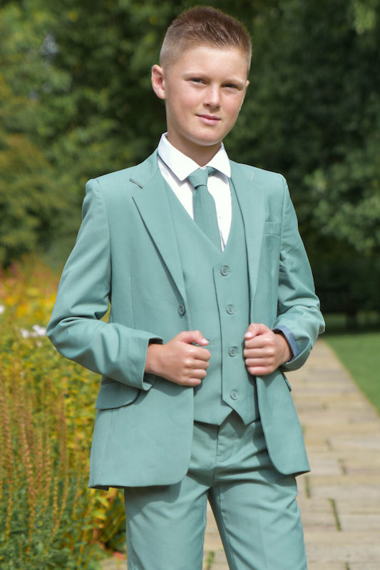 Boys Sage Green Jacket Suit - Foster