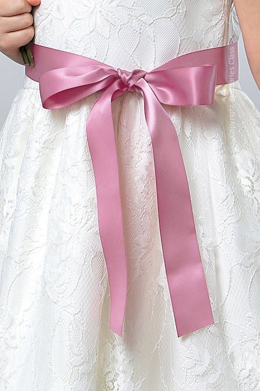 Antique Pink Premium Satin Flower Girl Sash