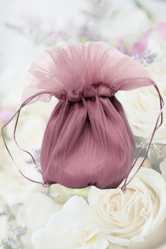 Girls Dusky Pink Organza Flower Girl Dolly Bag
