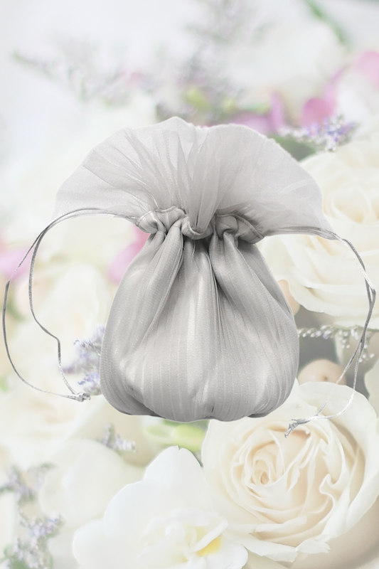 Girls Light Grey Organza Flower Girl Dolly Bag