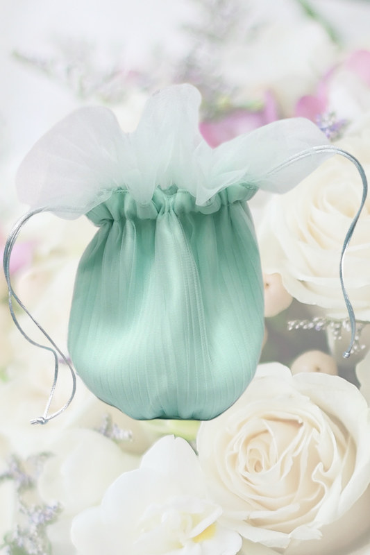 Girls Mint Green Organza Flower Girl Dolly Bag