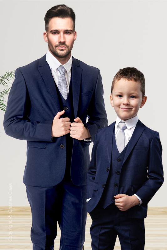 Matching Father & Son Navy Wedding Suit - Joshua & Luke