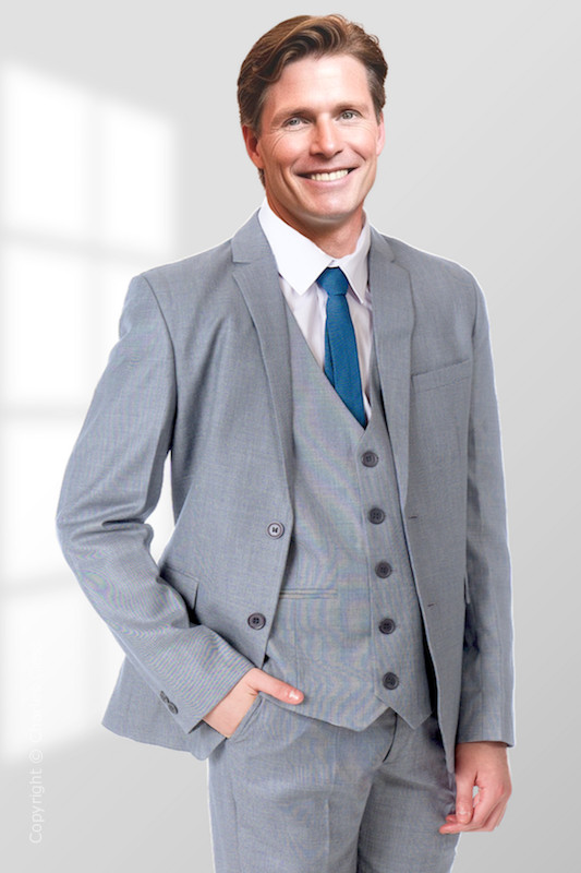 Men's Light Grey Slim Fit Jacket Suit - Robert