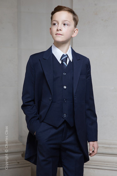 Boys Navy Tail Coat Suit - Edward