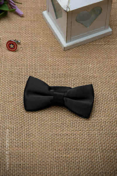 Boys Black Adjustable Satin Dickie Bow