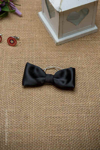 Boys Black Elasticated Satin Dickie Bow