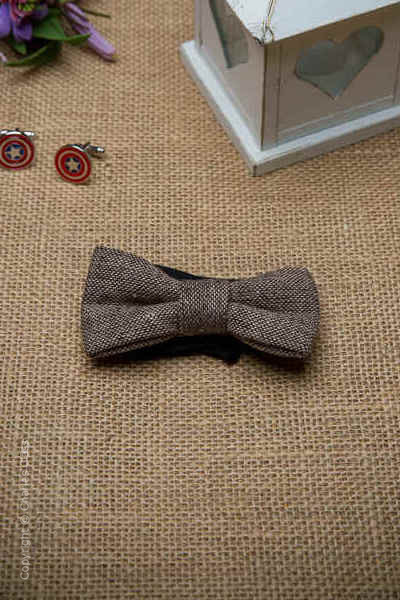 Boys Brown Tweed Adjustable 100% Wool Dickie Bow