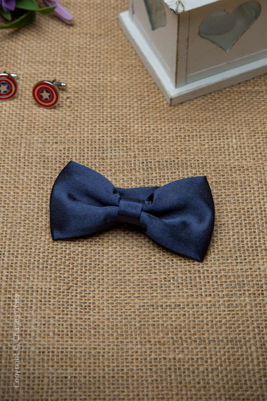 Boys Dark Navy Adjustable Satin Dickie Bow