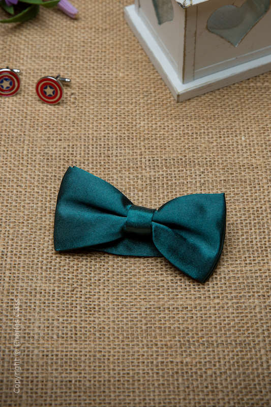 Boys Forest Green Adjustable Satin Dickie Bow