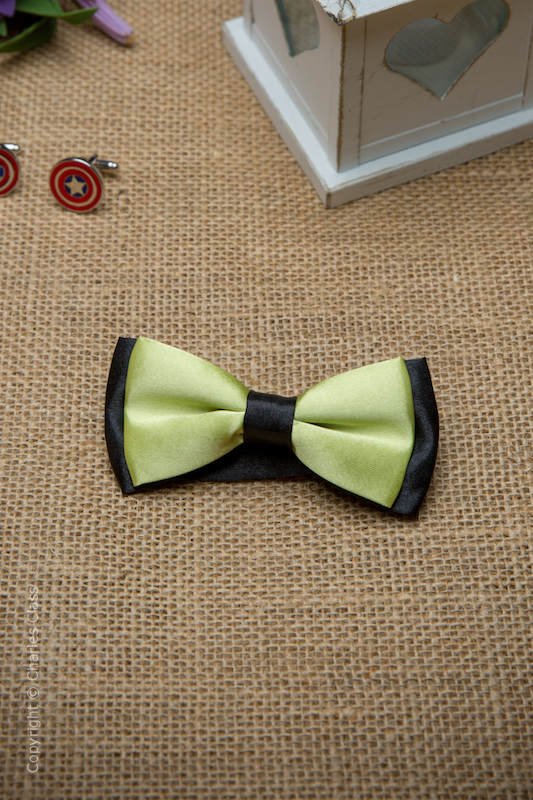 Boys Lime Two Tone Adjustable Satin Dickie Bow