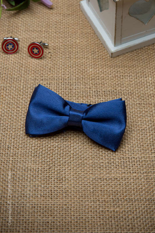 Boys Navy Adjustable Satin Dickie Bow