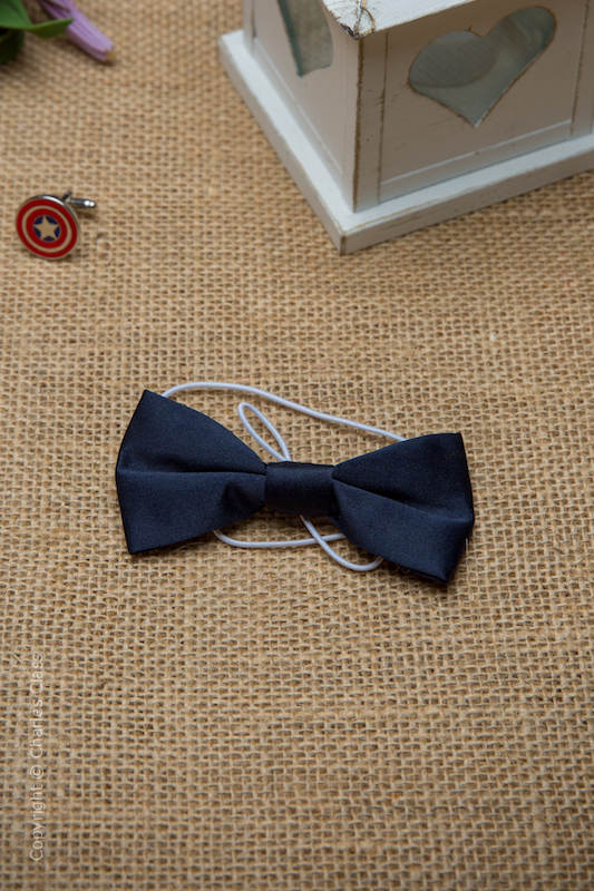 Boys Navy Elasticated Satin Dickie Bow