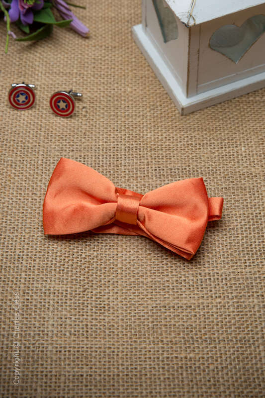 Boys Orange Adjustable Satin Dickie Bow